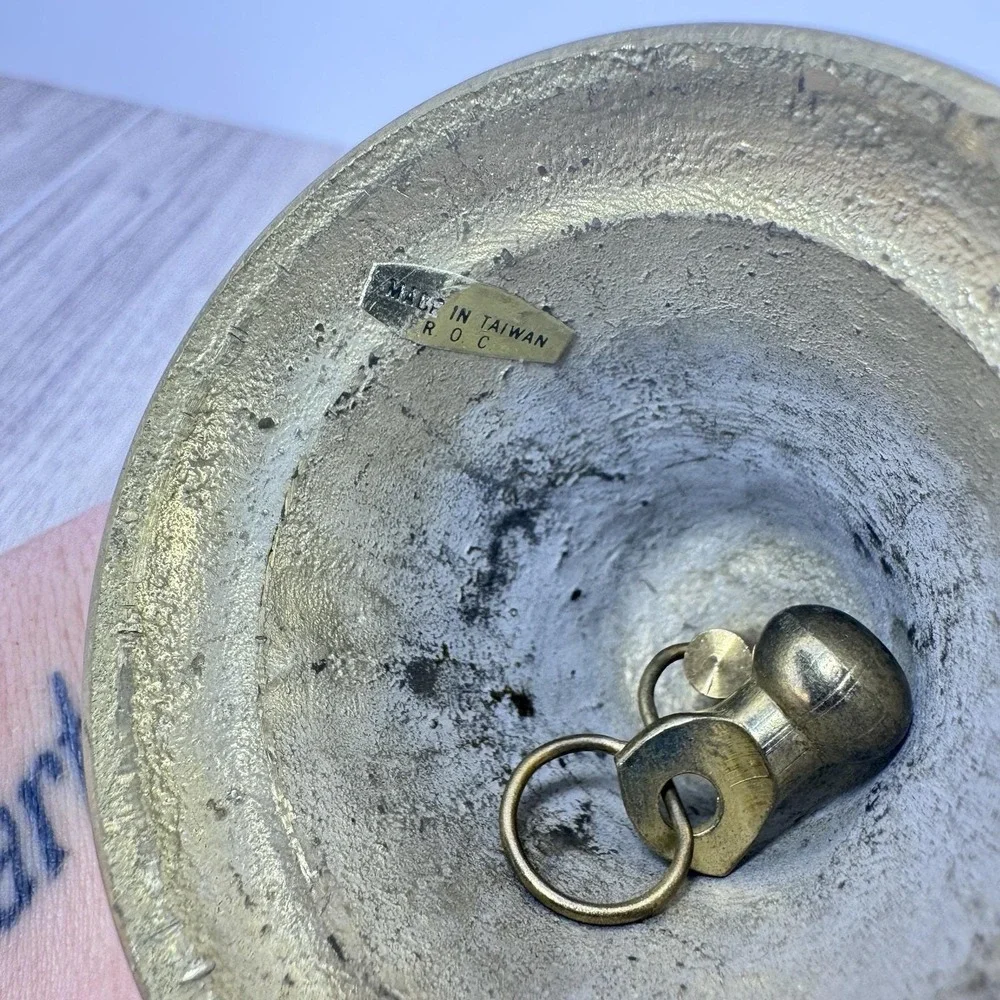 Vintage Jester Musician Hand Bell‎ Brass Silver Tone Cast Metal Taiwan ROC